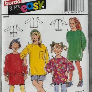 Burda 4750 Sewing Pattern - Kids’ Super Easy Pullover Tops (Sizes 4–12)